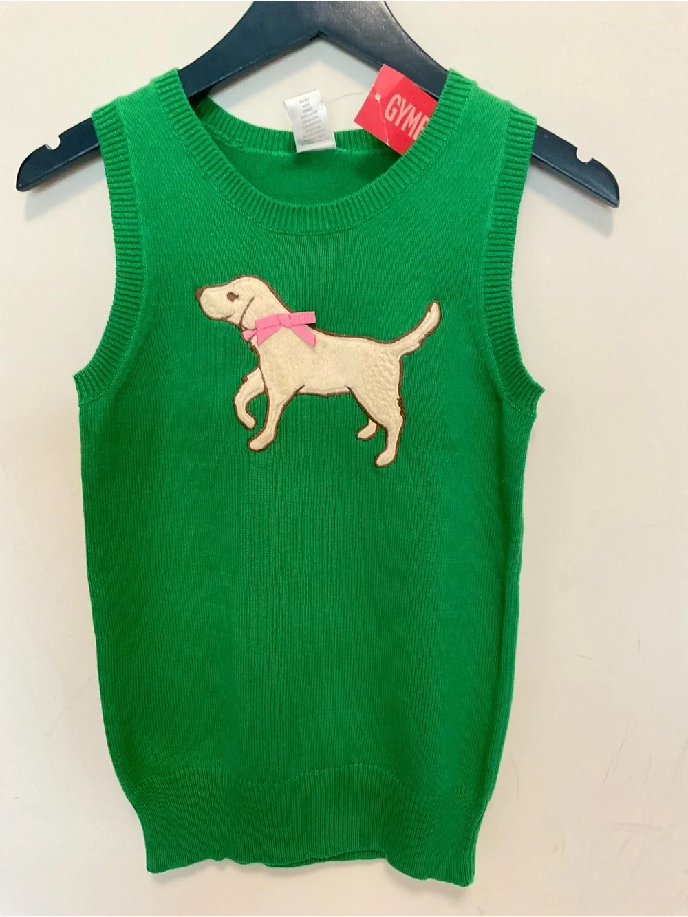 Gymboree Kids Green Sleeveless Sweater Vest with Dog Applique Size M(7-8)